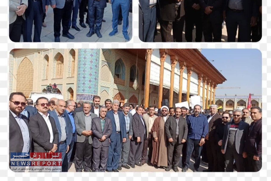 اجتماع عظیم مردمی حمایت از مردم مظلوم غزه و فلسطین با حضور معاونین و کارکنان اداره کل  صمت استان فارس